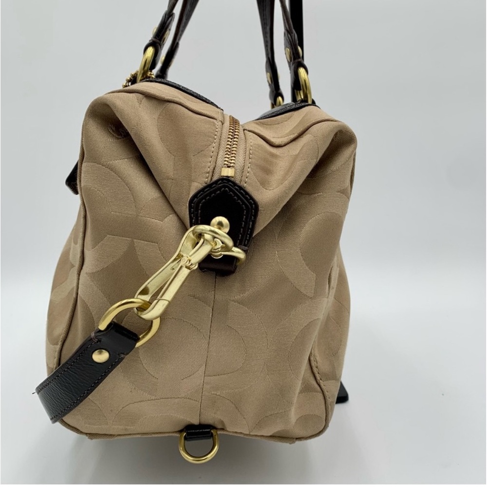 Coach Signature Madison Op Art Audrey Khaki Brown Satchel 14294 Handbag Purse - Picture 8 of 11